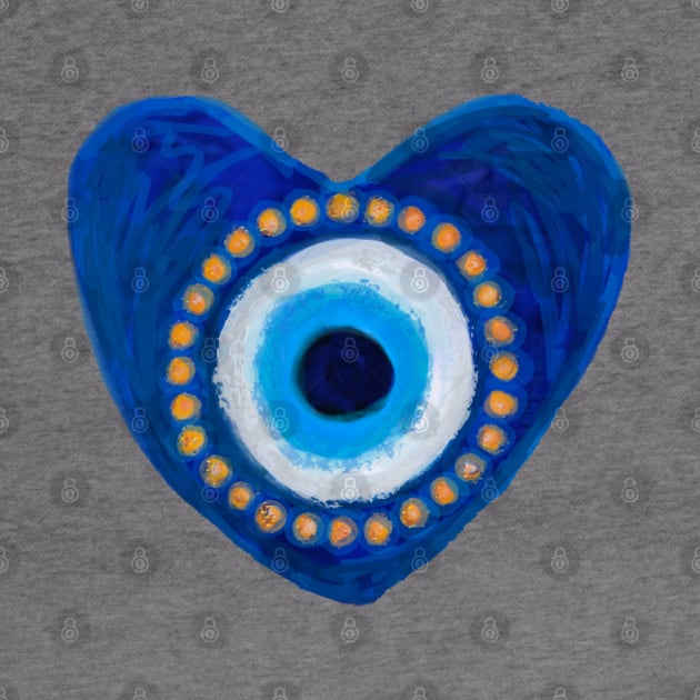 Evil Eye - Protection Rustic Heart Talisman Painting by Kraken Sky X TEEPUBLIC